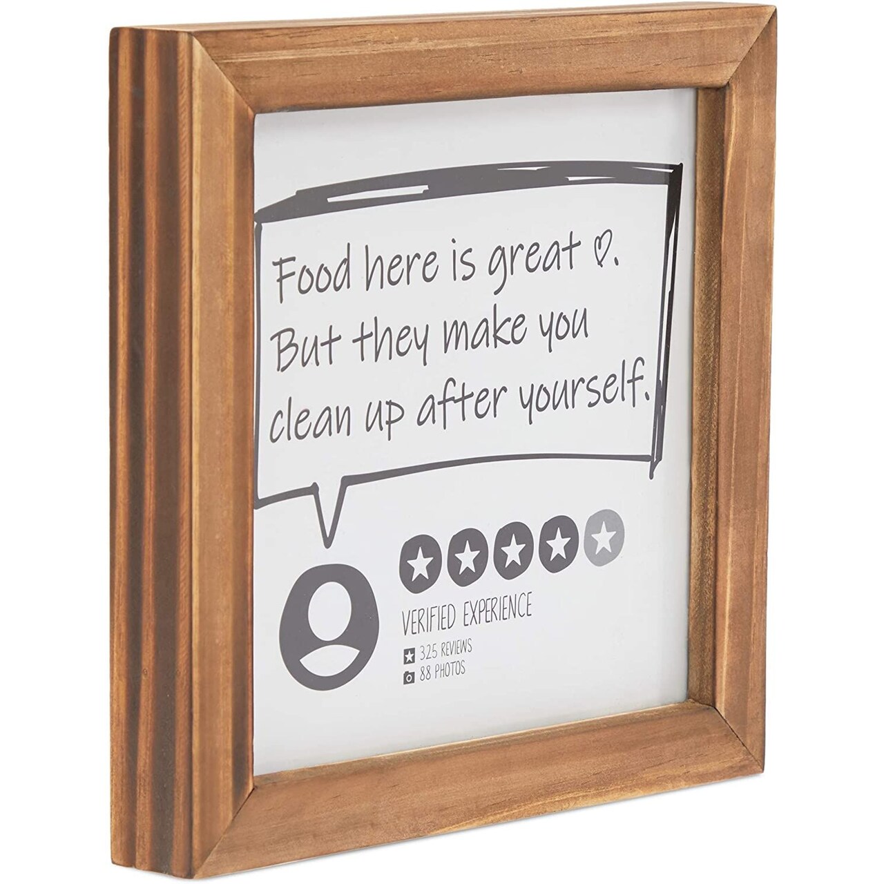 Okuna Outpost Funny Kitchen Sign, Food Here is Great (8 x 8 x 1 Inches)